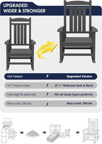 Oversized Outdoor Rocking Chairs Set of 6, HDPE Porch Rockers - Image 3