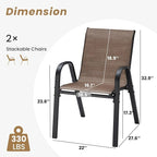 Stackable Patio Chairs Set of 2, Stackable Outdoor Dining Chair - Image 3