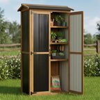 Ketive Outdoor Storage Cabinet, Wood & Metal Garden Cabinet - Image 2
