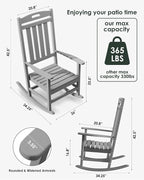 Outdoor Rocking Chair Set of 4, All-Weather Resistant Poly Lumber Rocker Chair - Image 2