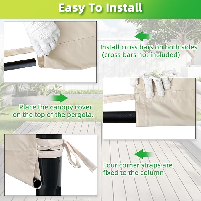 NOVINO Pergola Shade Cover Pergola Replacement Canopy Cover, w/Drainage Holes - Image 6