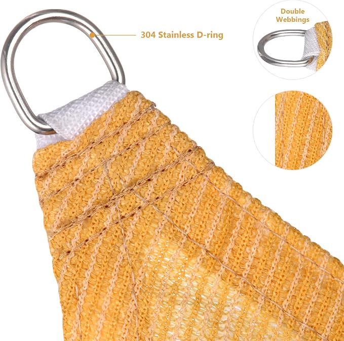 Eden's Decor Straight Flat-Edged Sun Shade Sail Rectangular 15' x 17' Wheat - Image 2