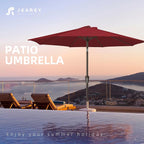 JEAREY 10 ft Outdoor Patio Umbrella w/Tilt and Crank, Light Red | 8 Sturdy Ribs - Image 7