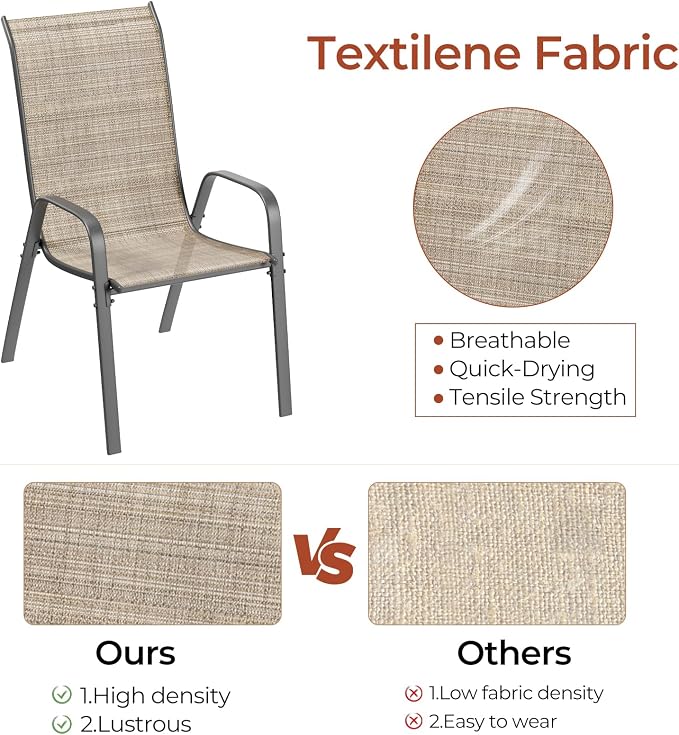 TLSUNNY Patio Chairs, Stackable Textilene Outdoor Dining Furniture - Image 4