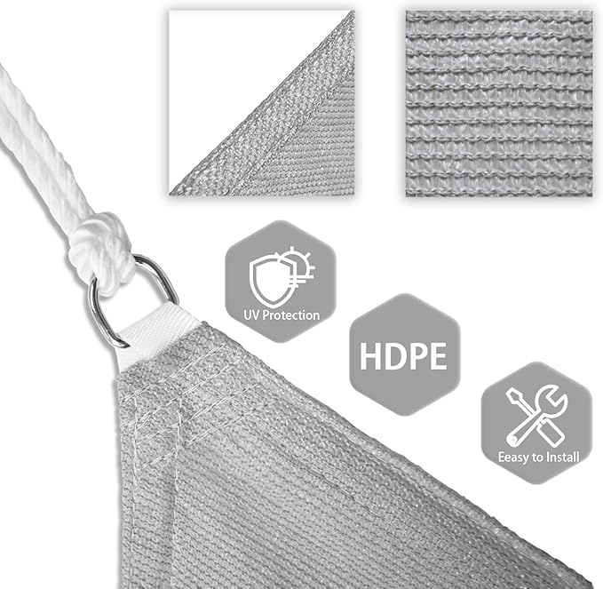 Patio Paradise 9' x 9' x 9' Sun Shade Sail Triangle Canopy Shade Cloth Fabric - Image 3