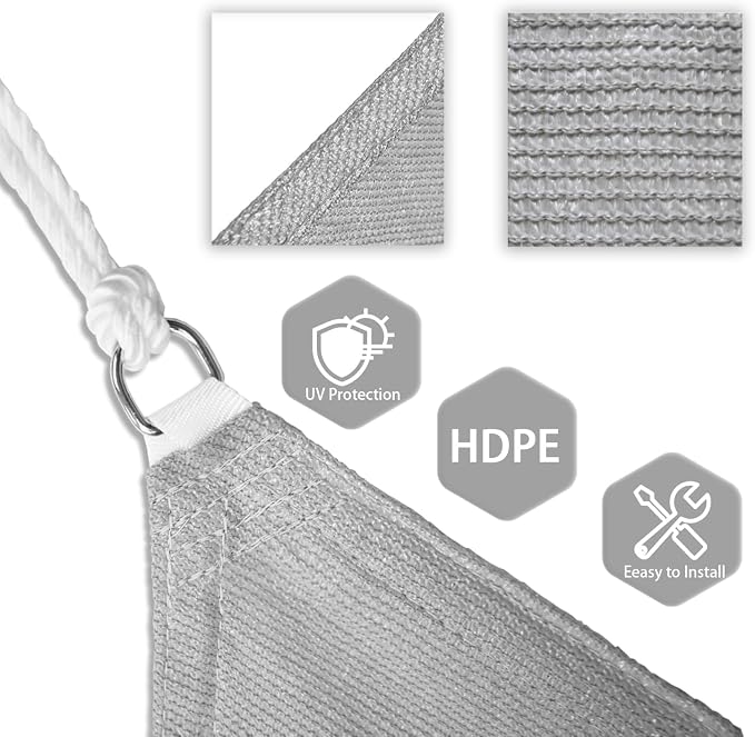 Patio Paradise 20' x 20' x 19'10" Sun Shade Sail Triangle Canopy, Permeable - Image 3
