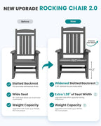 SERWALL Rocking Chair Outdoor, Oversized HDPE Patio Rocking Chairs, Yard | - Image 7