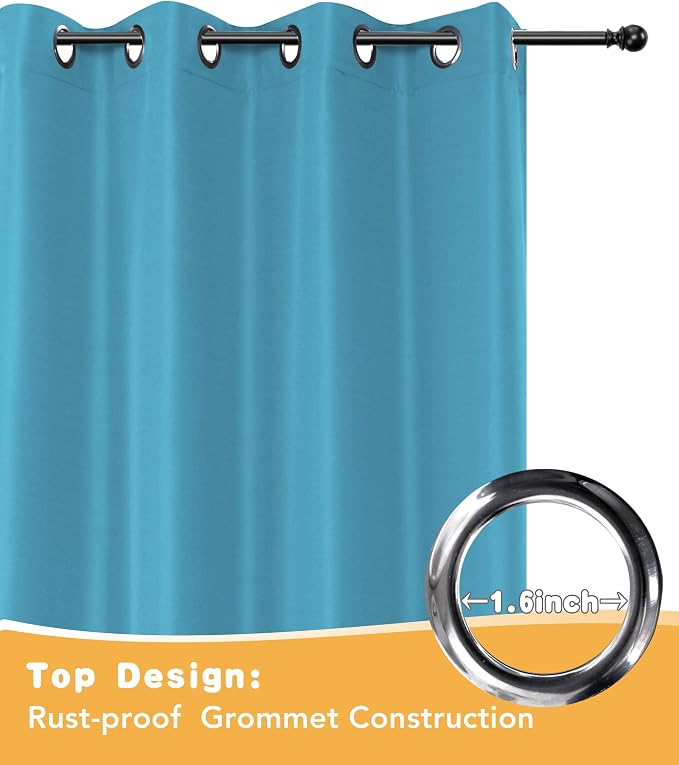 Extra Wide Outdoor Curtains for Patio Waterproof 2 Pcs 110x95 Inch Teal | - Image 4