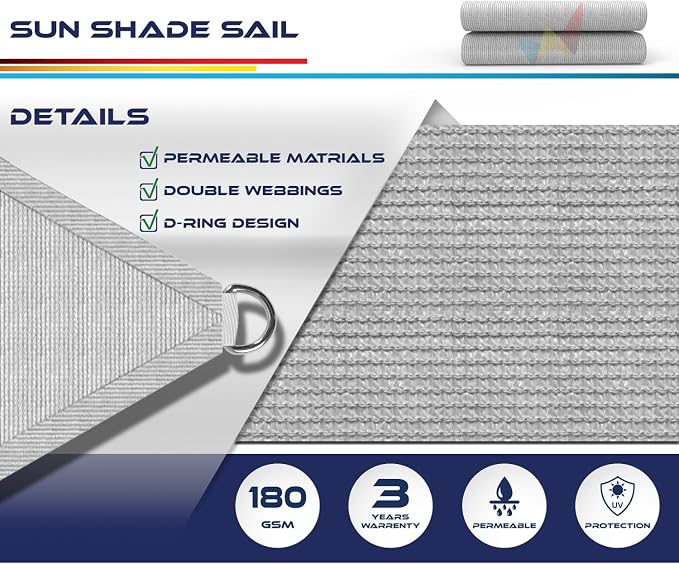 Windscreen4less 19' x 19' x 19' Sun Shade Sail Triangle Outdoor Canopy Cover UV - Image 3