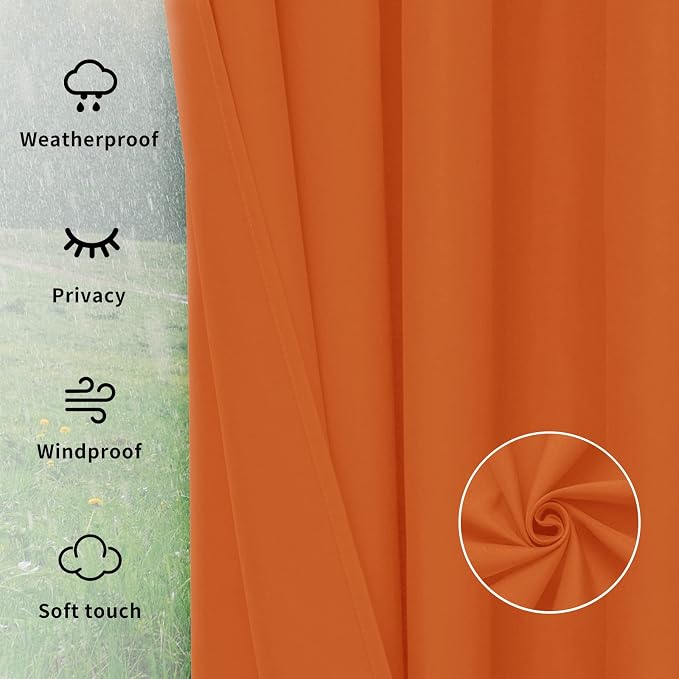 Easy-Going Outdoor Curtains for Patio 1 Panel, 54x120 inch, Weatherproof - Image 6