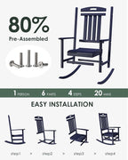 Outdoor Rocking Chair, All-Weather Resistant Poly Lumber Rocker Chair Outdoor - Image 3