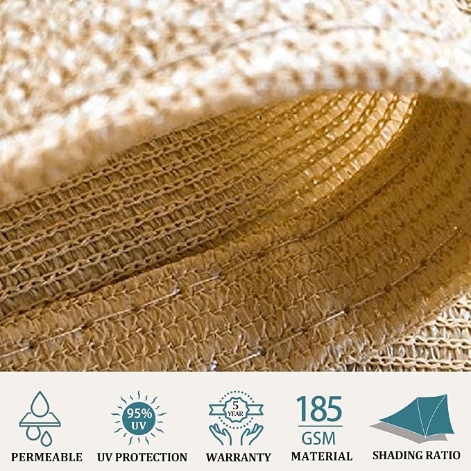 Shade&Beyond 7'x11' Sun Shade Sail Canopy Rectangle, UV Block Breathable Curved - Image 3