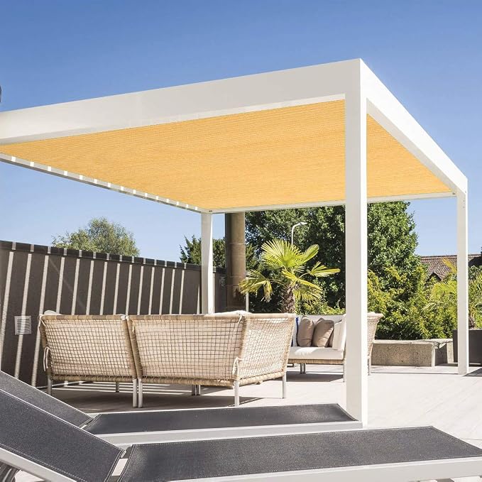 Eden's Decor Straight Flat-Edged Sun Shade Sail Rectangular 11' x 22' Wheat - Image 5