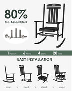 Outdoor Rocking Chair Set of 4, All-Weather Resistant Poly Lumber Rocker Chair - Image 3
