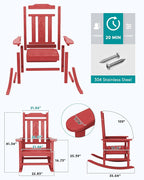 SERWALL HDPE Oversized Outdoor Rocking Chairs Set of 4, Patio Rocker, All - Image 3