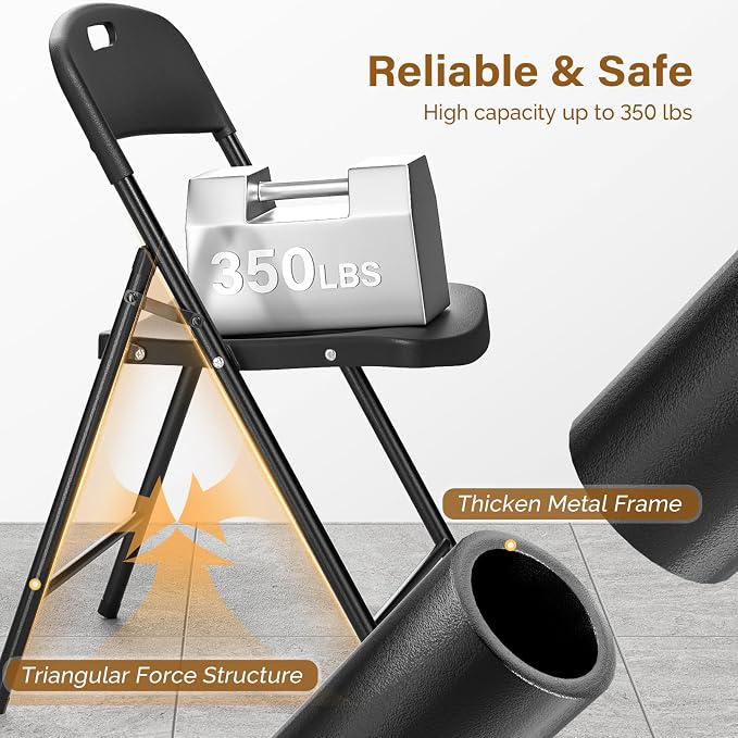 Bonnlo 20-Pack Black Plastic Folding Chairs, Portable Seat - Image 6