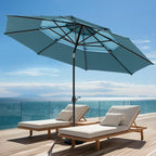 PHI VILLA 10ft Outdoor Patio Umbrellas, 3 Tier Table Umbrella, Cyan & Green | by PHIVILLA