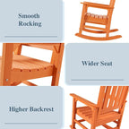 Oversized Outdoor Rocking Chair, HDPE Porch Rocker | High Back Rocking Chairs - Image 4