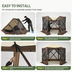 Aoxun 10x10ft Pop Up Gazebo, Camping Gazebo Screen Tent, Mesh Windows, Carry - Image 6