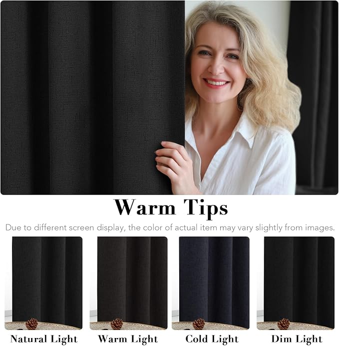 H.VERSAILTEX Linen Blackout Curtains 108 Inches Long 100% Blackout Thermal - Image 5