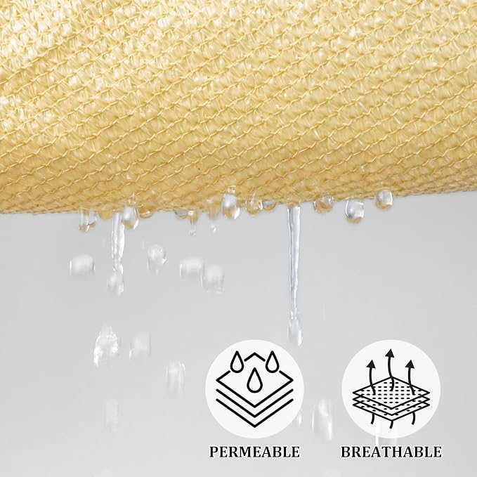 Shade&Beyond Rectangle Sun Shade Sail 10'X10' Permeable Canopy Sand - Image 3