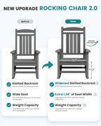 SERWALL Outdoor Rocking Chair Set of 2, Patio Rocking Chair, Porch Rocker - Image 4