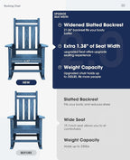 Oversized Outdoor Rocking Chair Set of 4, HDPE Patio Rockers - Image 3