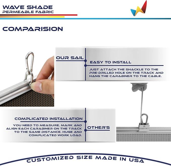 Windscreen4less 7' x 12' Retractable Sun Shade Canopy Cover Sliding Wave Shade - Image 5