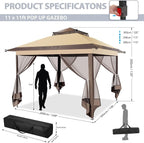 COBIZI Pop Up Gazebo 11x11 Canopy Tent, Outdoor Screened Gazebo Shelter - Image 5