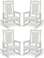 Oversized Outdoor Rocking Chairs Set of 4, HDPE Porch Rocker by KINGYES