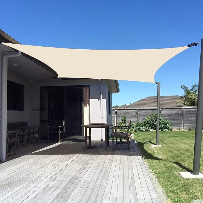 SUNNY GUARD Custom Size 19'x26' Rectangle Butter Cream UV Block Sunshade by SUNNYGUARD