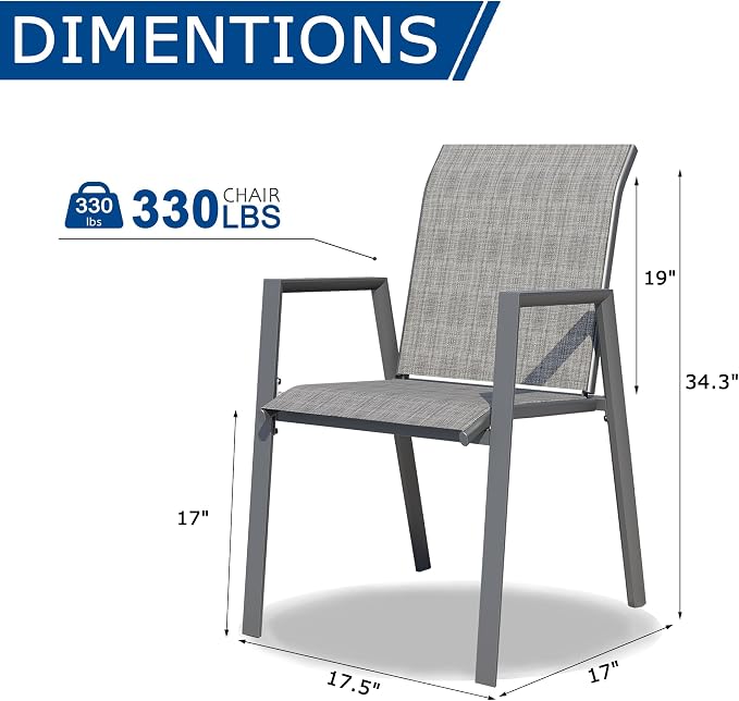 Outdoor Patio Chairs Set of 2, Lightweight Patio Set - Image 6