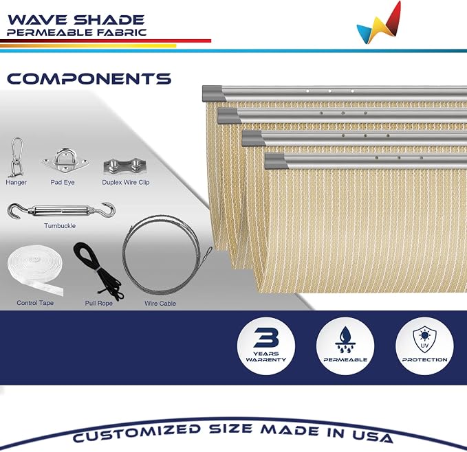Windscreen4less 7' x 29' Retractable Sun Shade Canopy Cover Sliding Wave Shade - Image 4