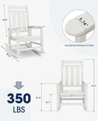 Oversized Outdoor Rocking Chair Set of 2, HDPE Patio Rockers - Image 3