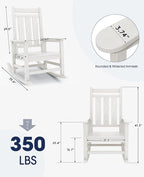 Oversized Outdoor Rocking Chair Set of 4, HDPE Patio Rockers - Image 3