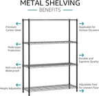 IZEUK 1400 LBS Garage Black Shelving Wide Storage Shelves 4 Tier Adjustable - Image 4