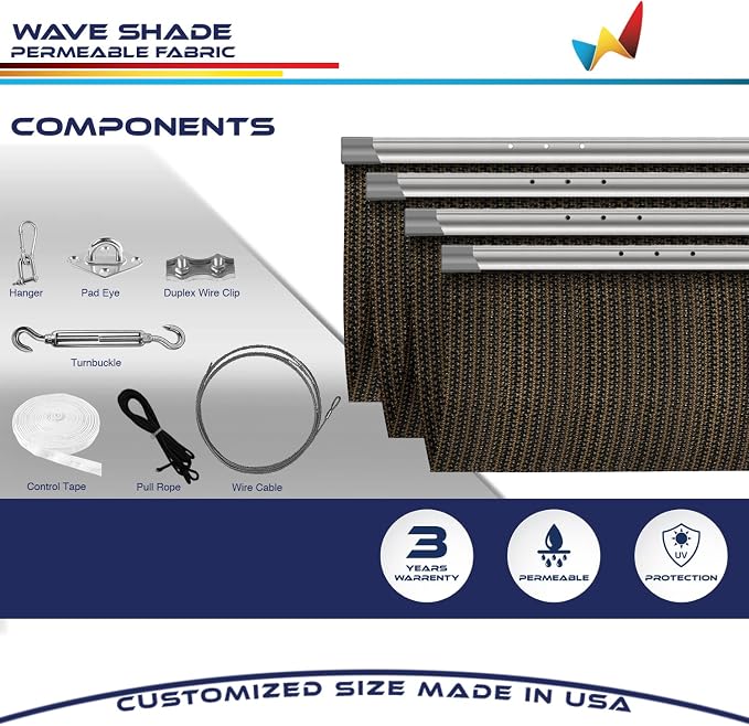 Windscreen4less 7' x 13' Retractable Sun Shade Canopy Cover Sliding Wave Shade - Image 4