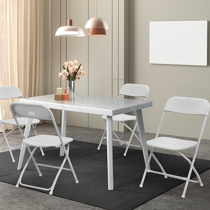 VINGLI 20 Pack White Plastic Folding Chair, Indoor Outdoor Portable Stackable - Image 2