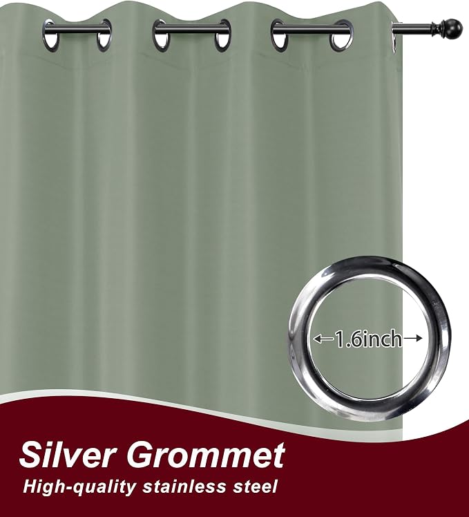 Grommet Outdoor Curtains for Patio Waterproof 8 Pcs 54x95 In Sage Green | - Image 3