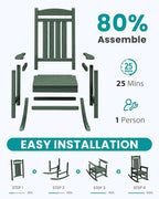 SERWALL Outdoor Rocking Chair Set of 2, Patio Rocking Chair, Porch Rocker - Image 7