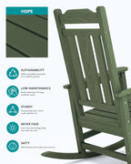 SERWALL Oversized Outdoor Rocking Chairs Set of 2, HDPE Patio Rocker - Image 7