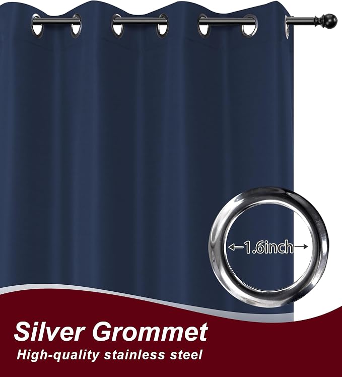 Grommet Outdoor Curtains for Patio Waterproof 8 Pcs 54x95 In Navy | - Image 2
