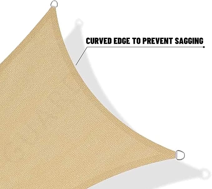 SUNNY GUARD Custom Size 8'x15'x17' Sand Sun Shade Sail Right Triangle UV Block - Image 7
