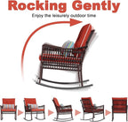 DECMICO 3-Piece Outdoor Rocking Chair Set, Wicker Bistro Furniture | Orange - Image 4