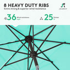 JEAREY 9FT Outdoor Patio Umbrella, Market Umbrella, Teal | Outdoor Table - Image 4