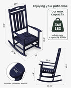 Outdoor Rocking Chair Set of 6, All-Weather Resistant Poly Lumber Rocker Chair - Image 2