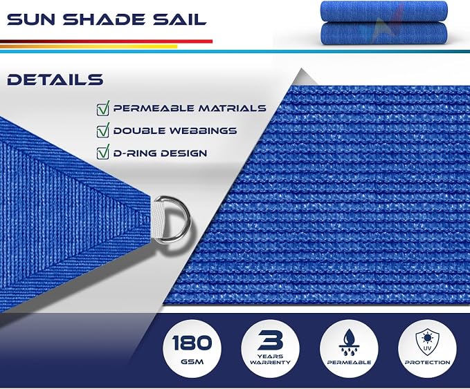 Windscreen4less 18' x 18' x 18' Sun Shade Sail Triangle Outdoor Canopy Cover UV - Image 3