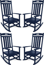 Outdoor Rocking Chair Set of 4, All-Weather Resistant Poly Lumber Rocker Chair by Adiromoti
