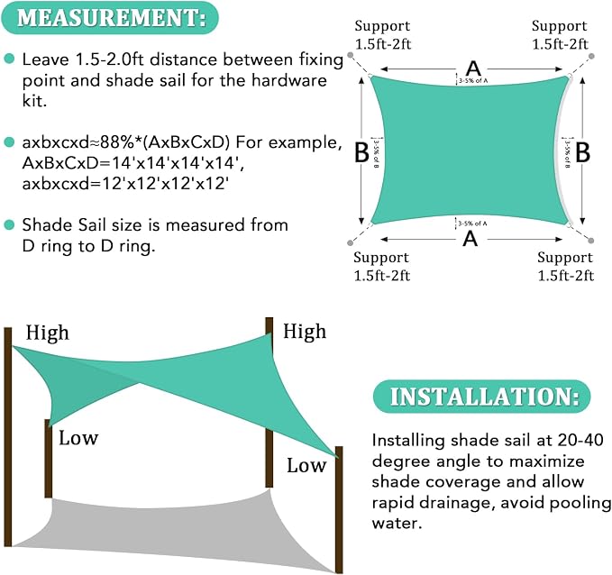 Shade&Beyond 7'x8' Sun Shade Sail Canopy Rectangle, UV Block Breathable Curved - Image 6