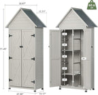 Outdoor Storage Shed with Floor & Adjustable Shelves, Wooden Garden Tool - Image 3